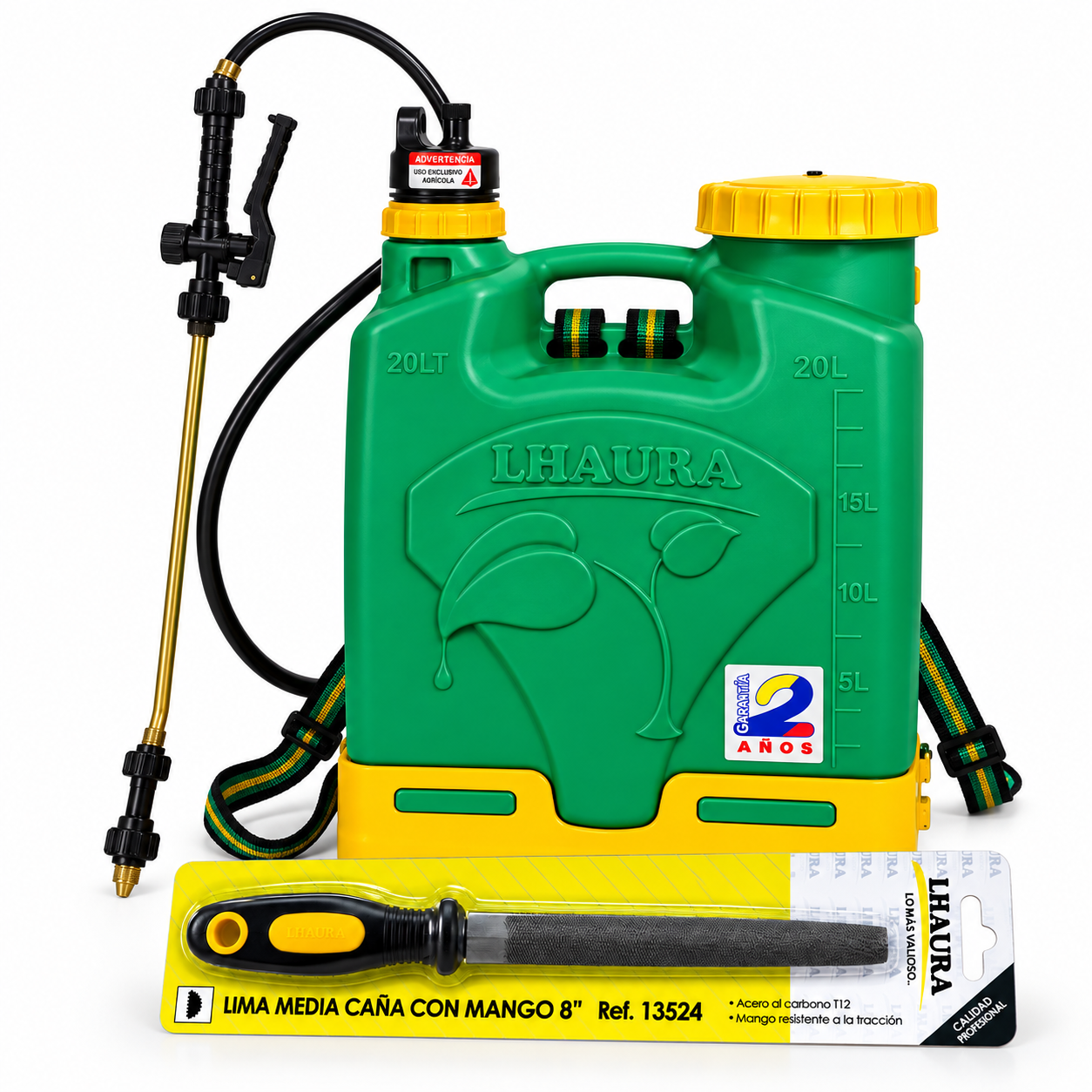 Combo 4: Fumigadora de 20L Full + Lima Media Caña Con Mango 8"